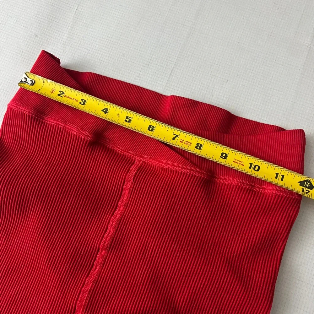 Free People Movement Ribbed V-Waist Shorts Women S/P Red Athletic Gym